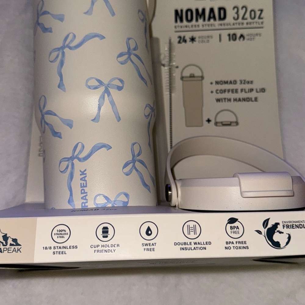 Blue bow 32OZ Hydrapeak Nomad bottle